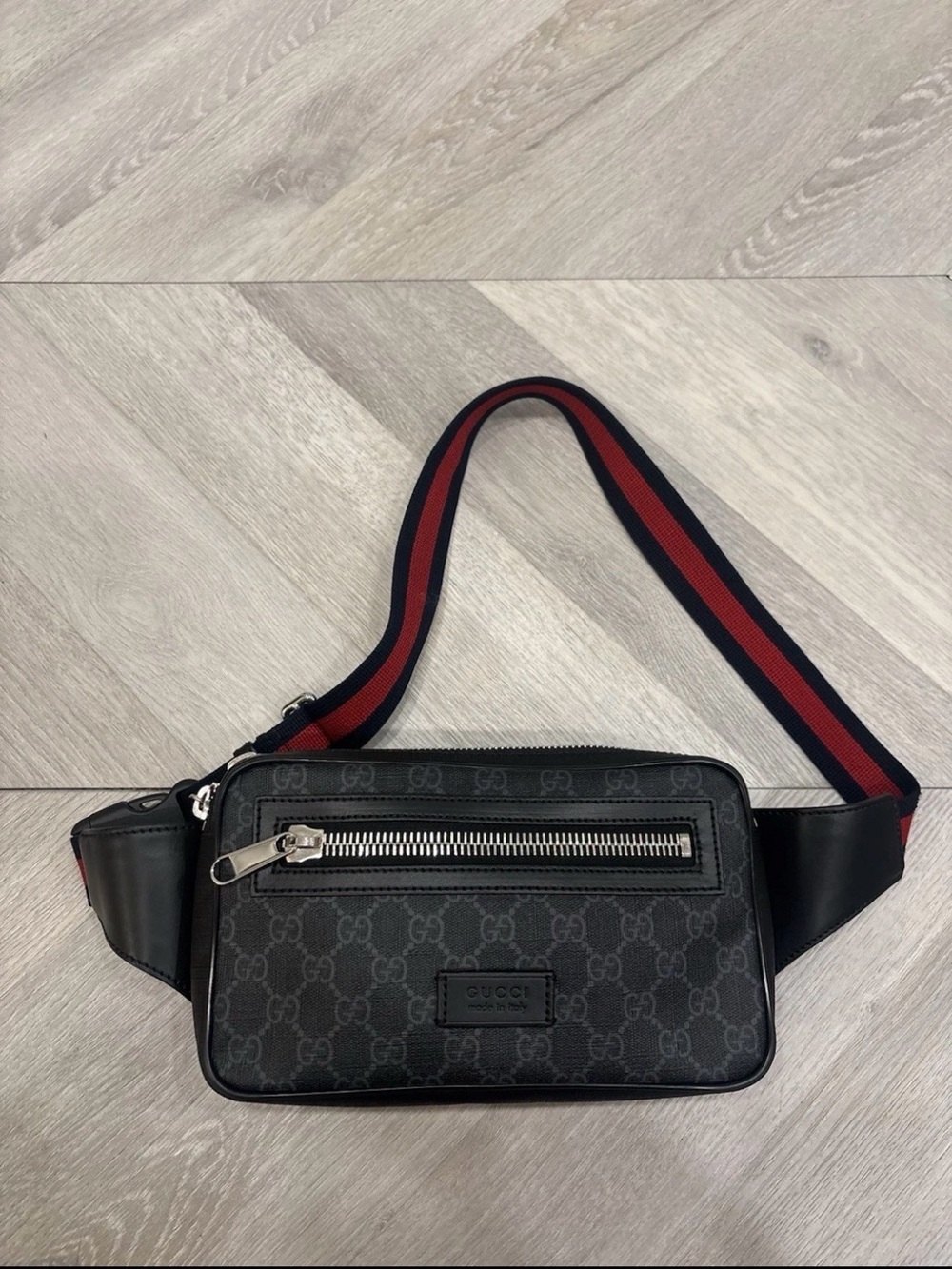Gucci GG Supreme Black Belt Bag Waist Bag New